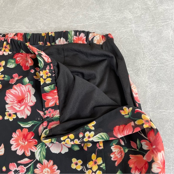 Forever 21 Sheer Black and Pink Floral Maxi Skirt with High Leg Slit - Picture 6 of 6